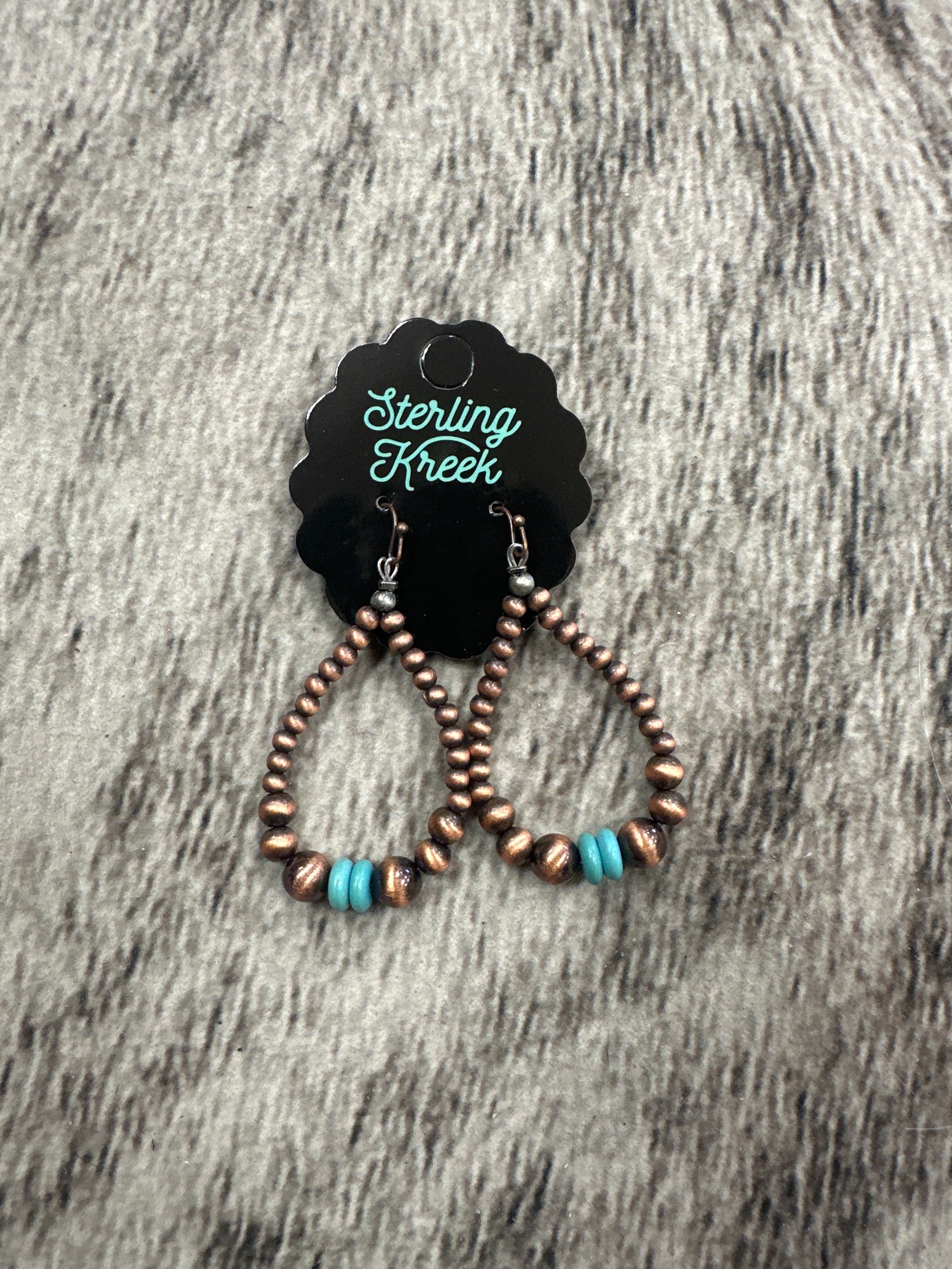 Copper Pearl w/Turquoise Earrings