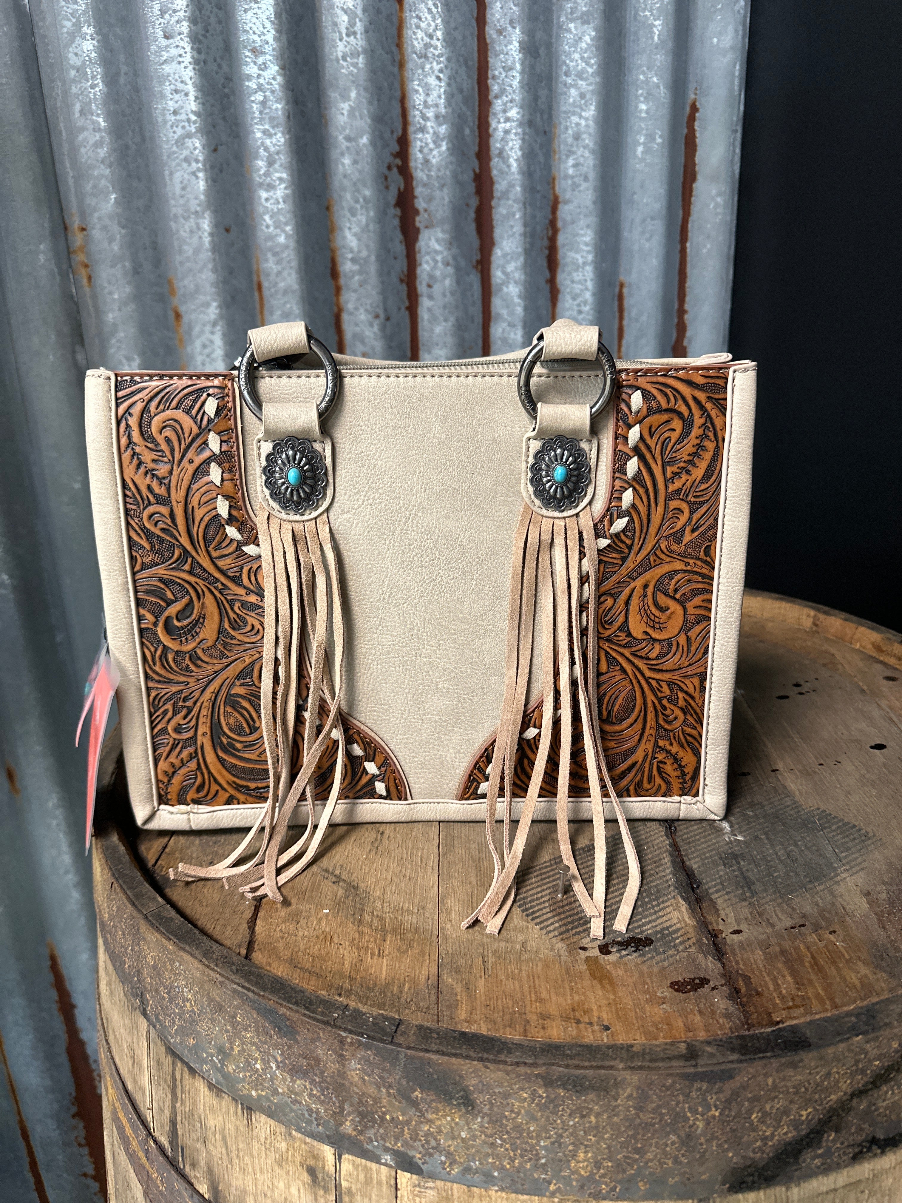 MW Leather Fringed Concho Purse