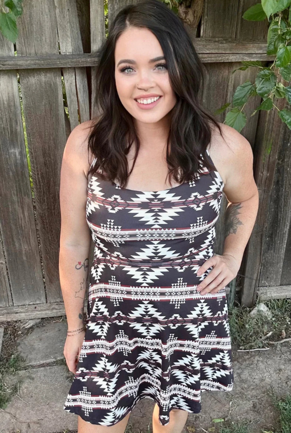 Red Aztec Swim/Tennis Dress