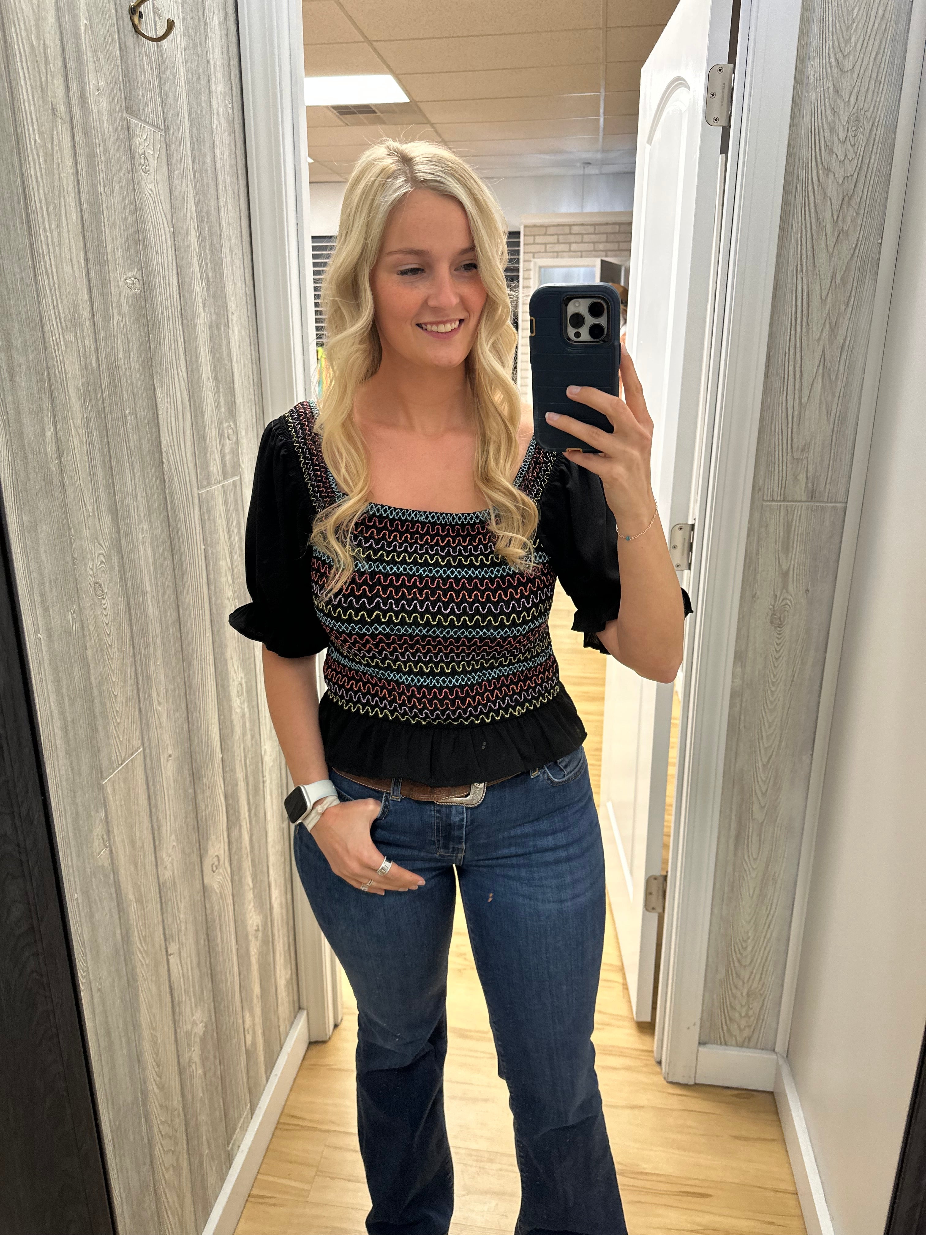 Rodeo Rainbow Smock Top