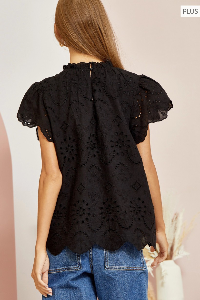 Eyelet Textured Blouse *Plus