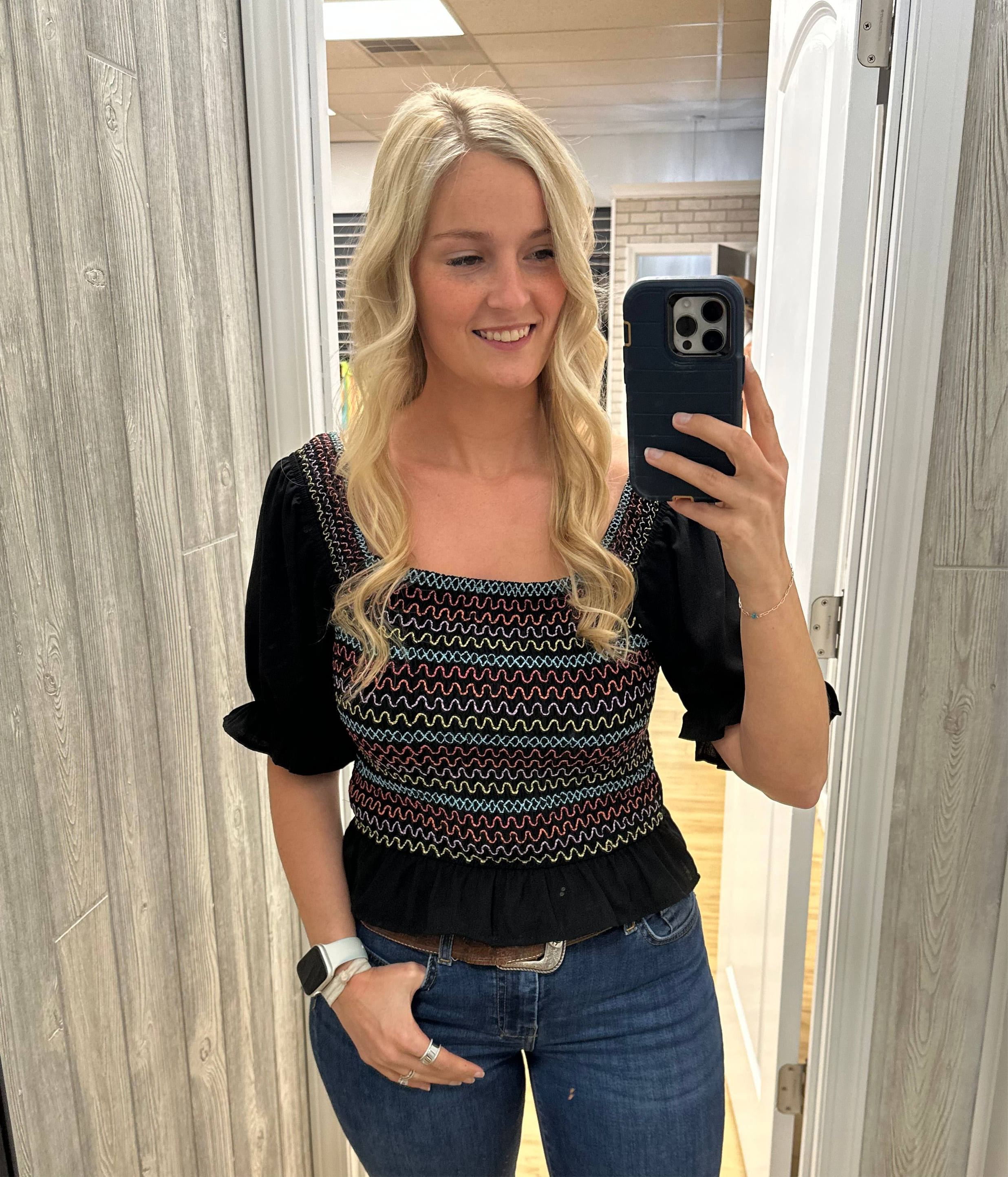 Rodeo Rainbow Smock Top