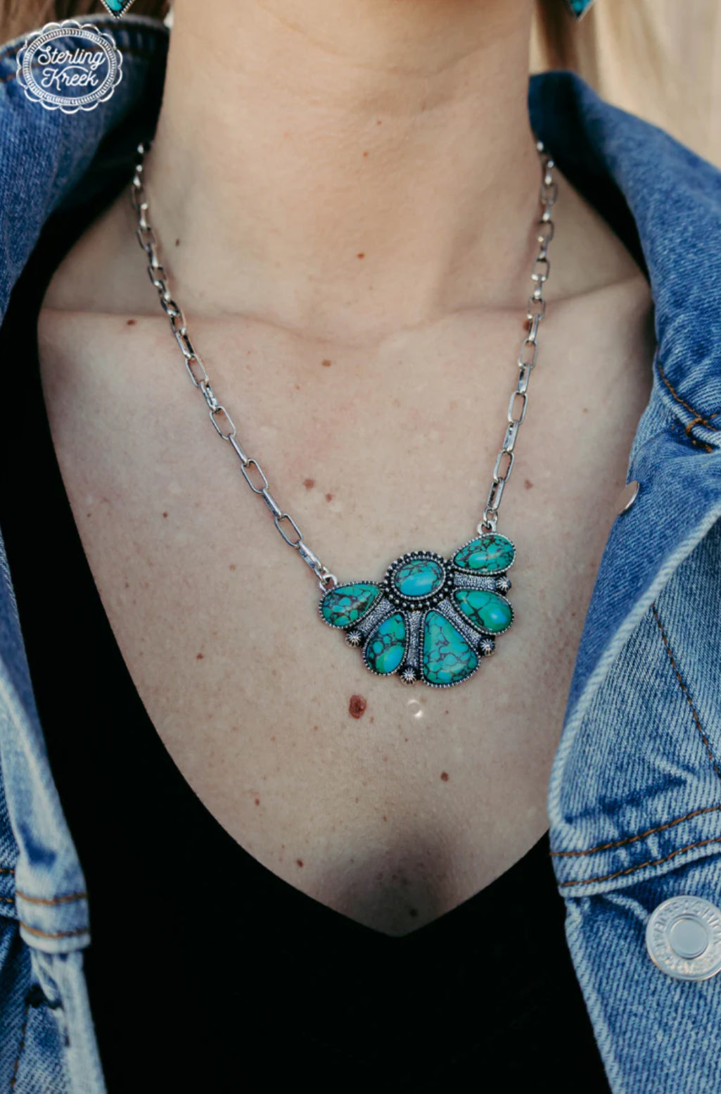 Turquoise Cluster Necklace