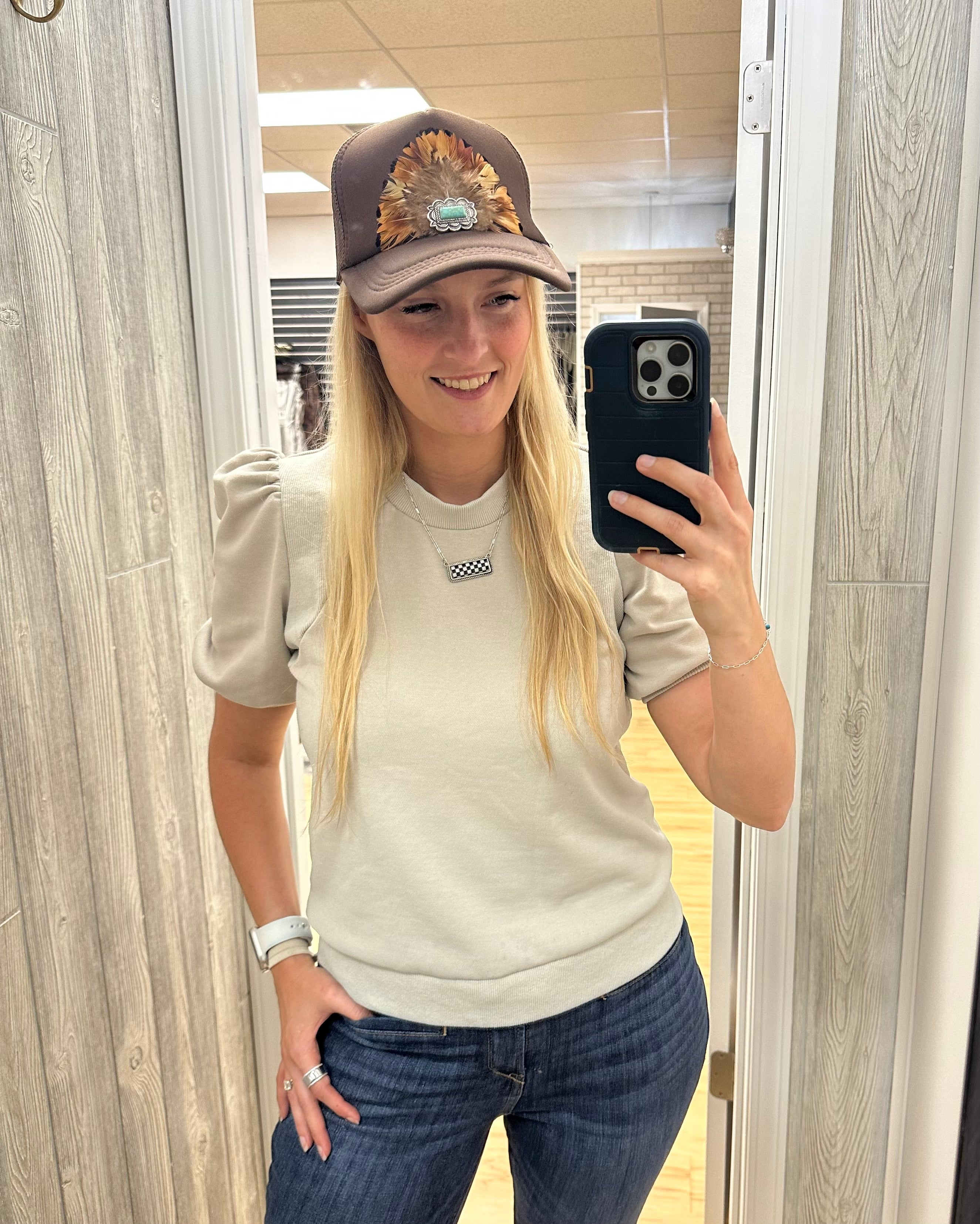 Puff Sleeve Short Sleeve Sweatshirt