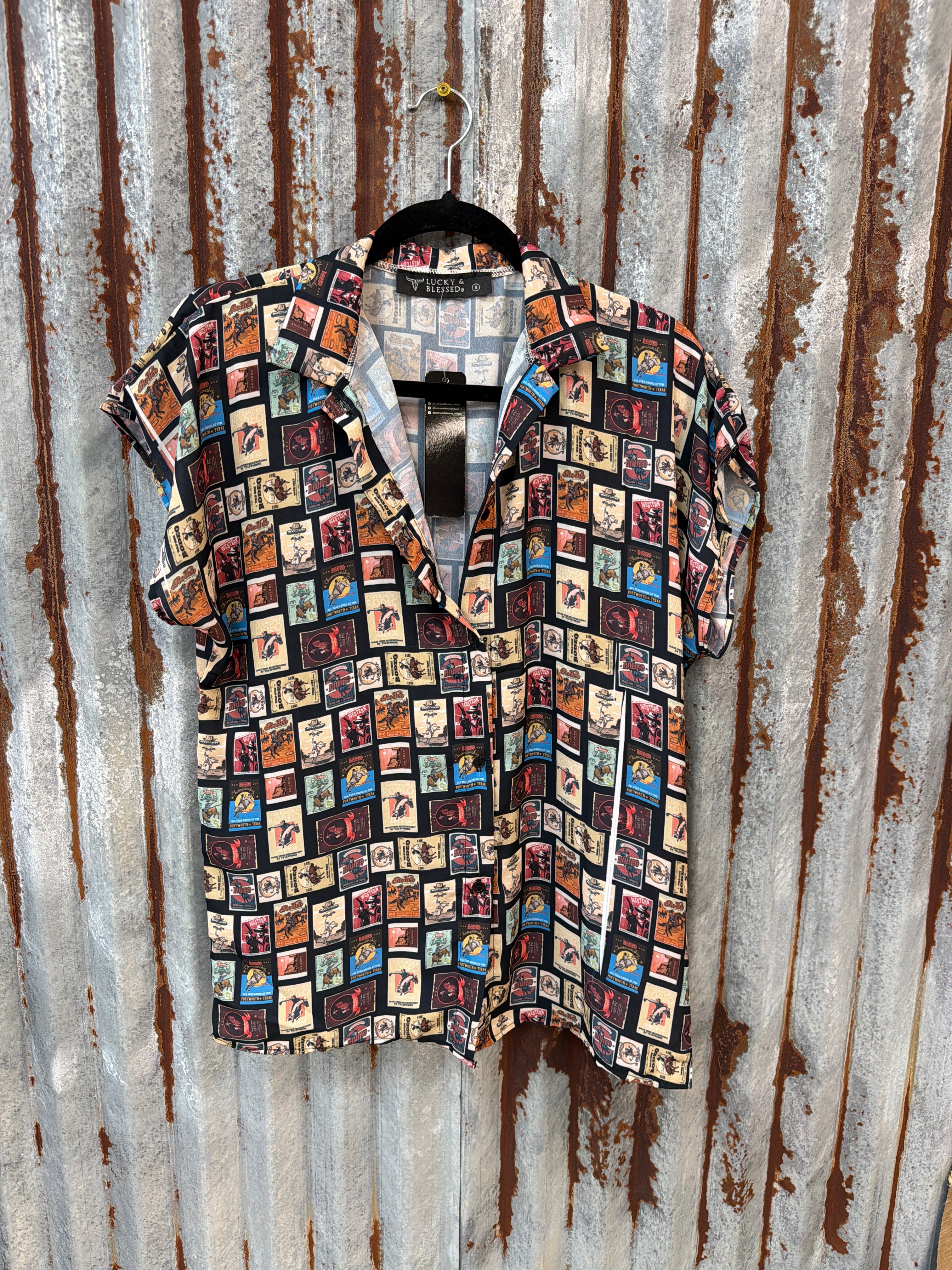 Western Collage Button Down