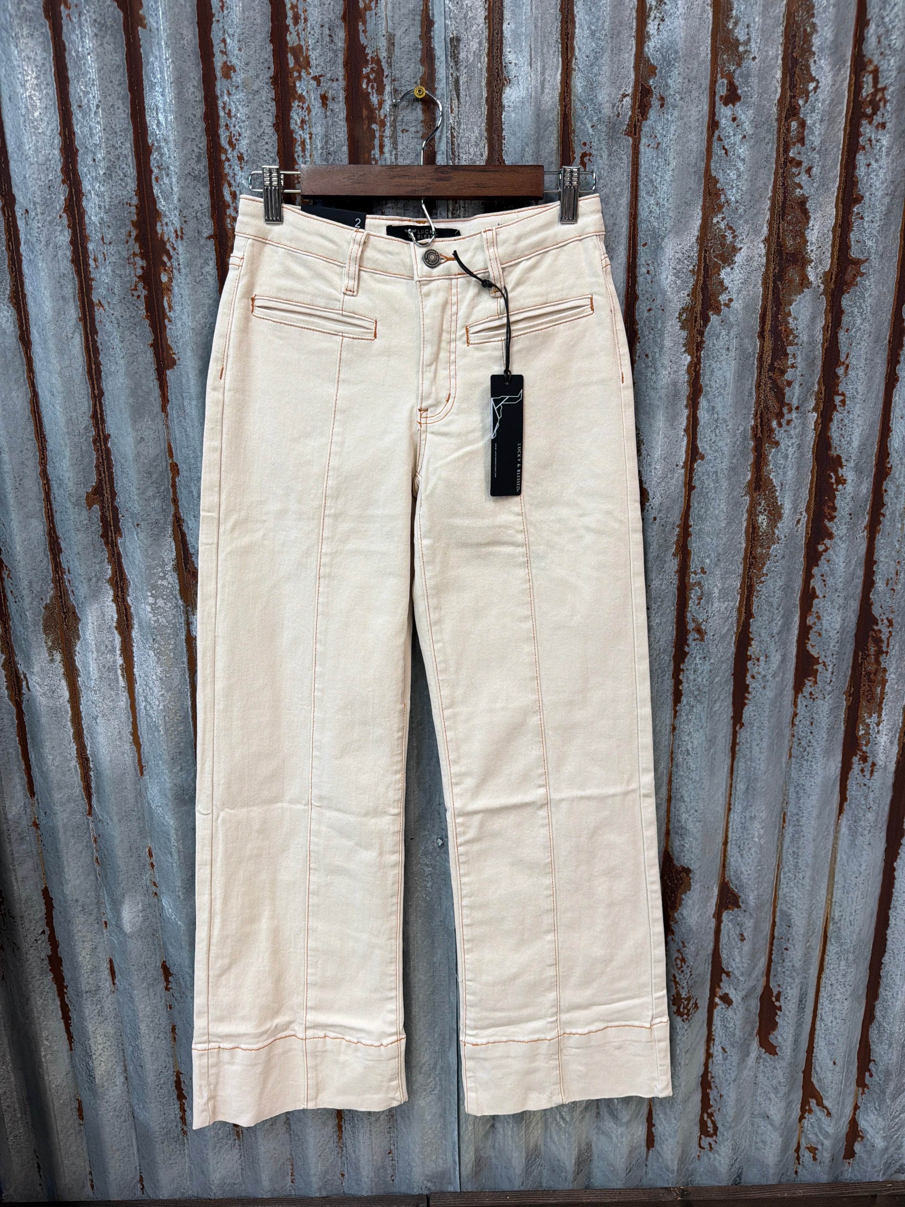 Ivory Mid Rise Trouser Jeans 32” inseam