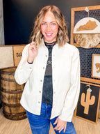 Embroidered Cream Western Denim Shirt