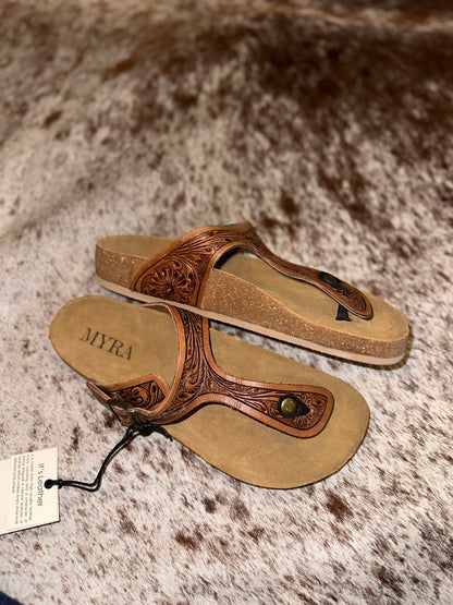 Grashius Western Hand-tooled Sandals