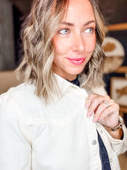 Embroidered Cream Western Denim Shirt