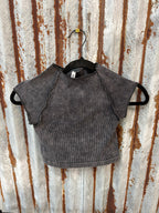 Ribbed Crop Tee - Ash Black