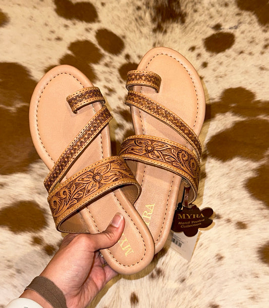 Point Ridge Leather Tooled Sandals