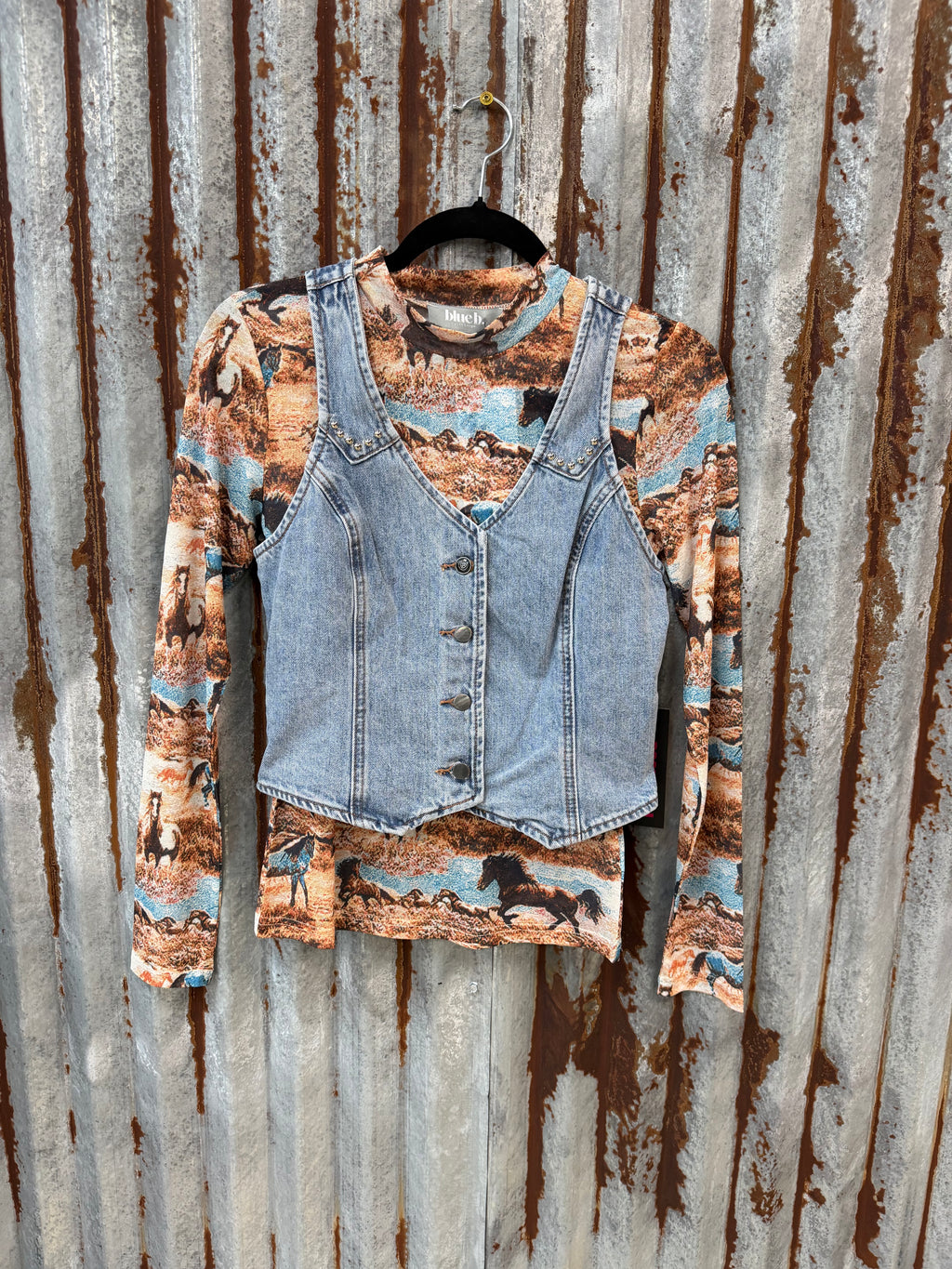 Denim Fringed Vest