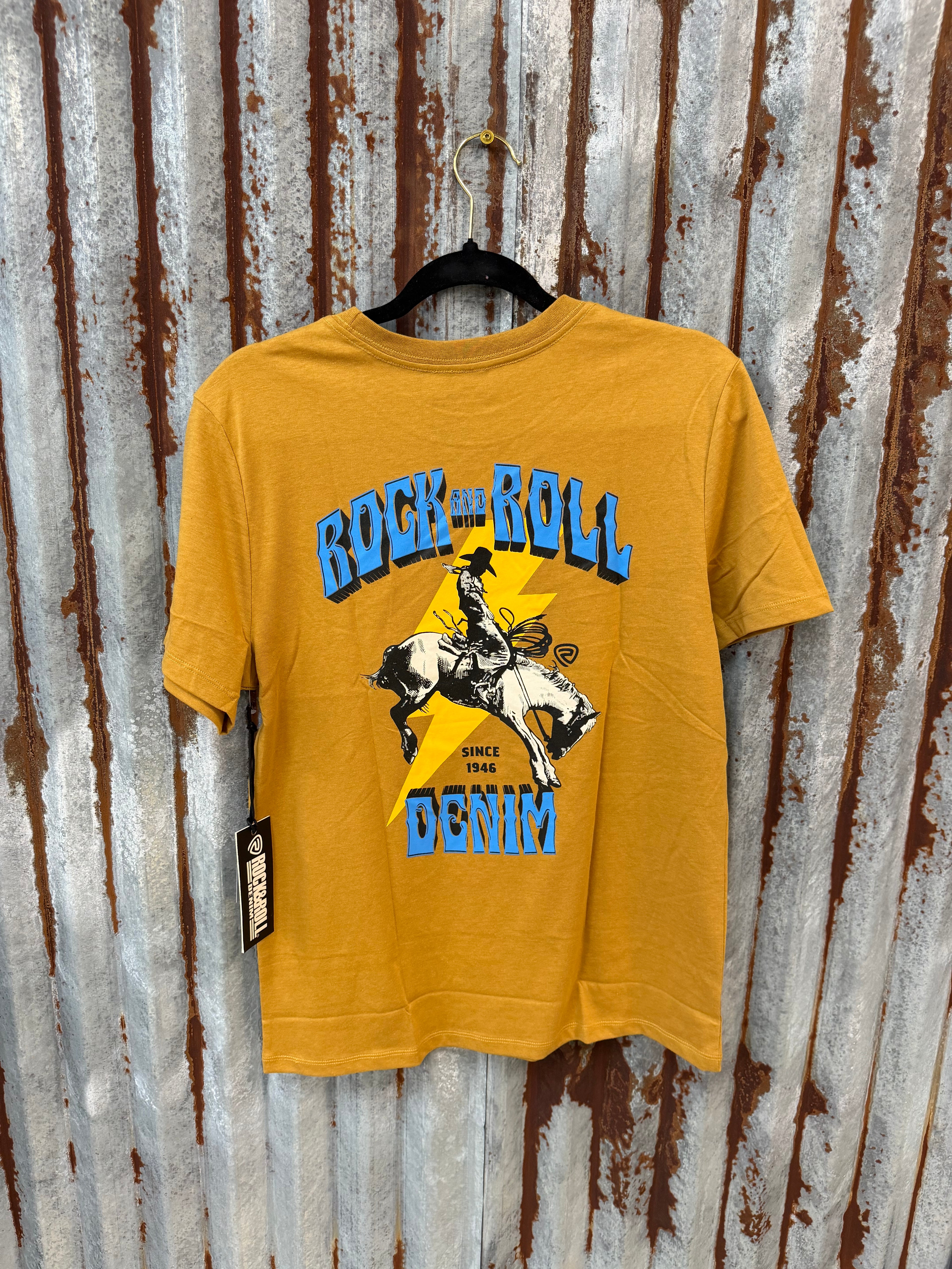 Rock & Roll Bronc Rider Tee - Mustard