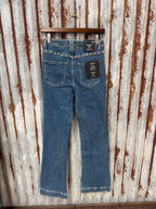 Mid Wash Trouser Rhinestone Studded