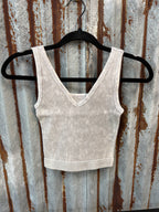 2 Way Ribbed Crop Tank - Sleet