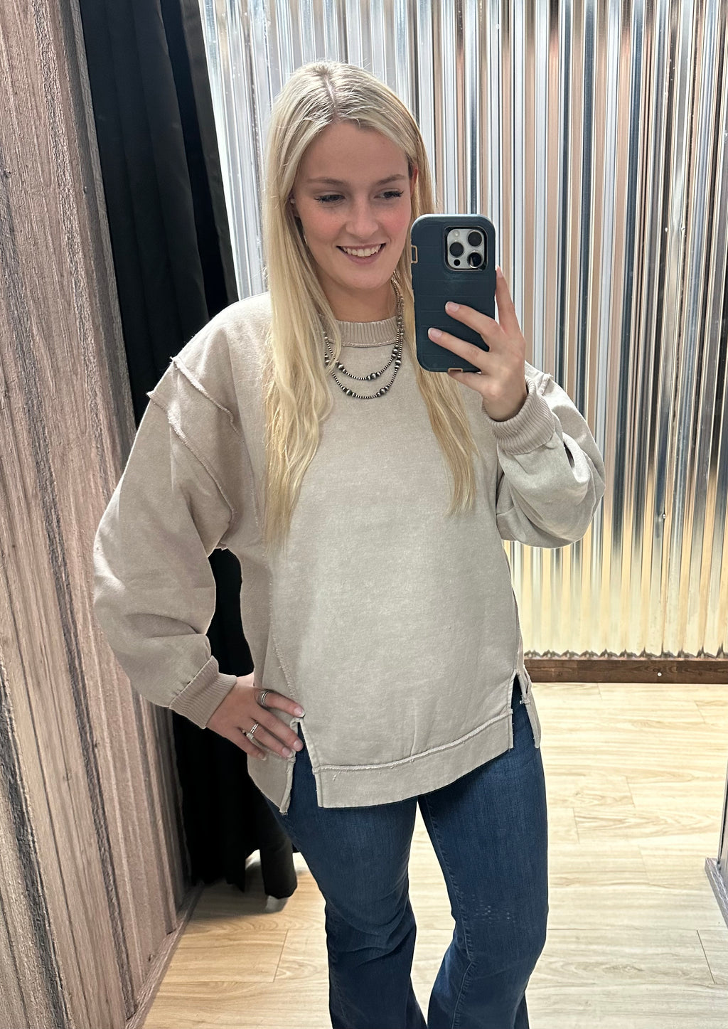 Acid Wash Fleece Sweatshirt