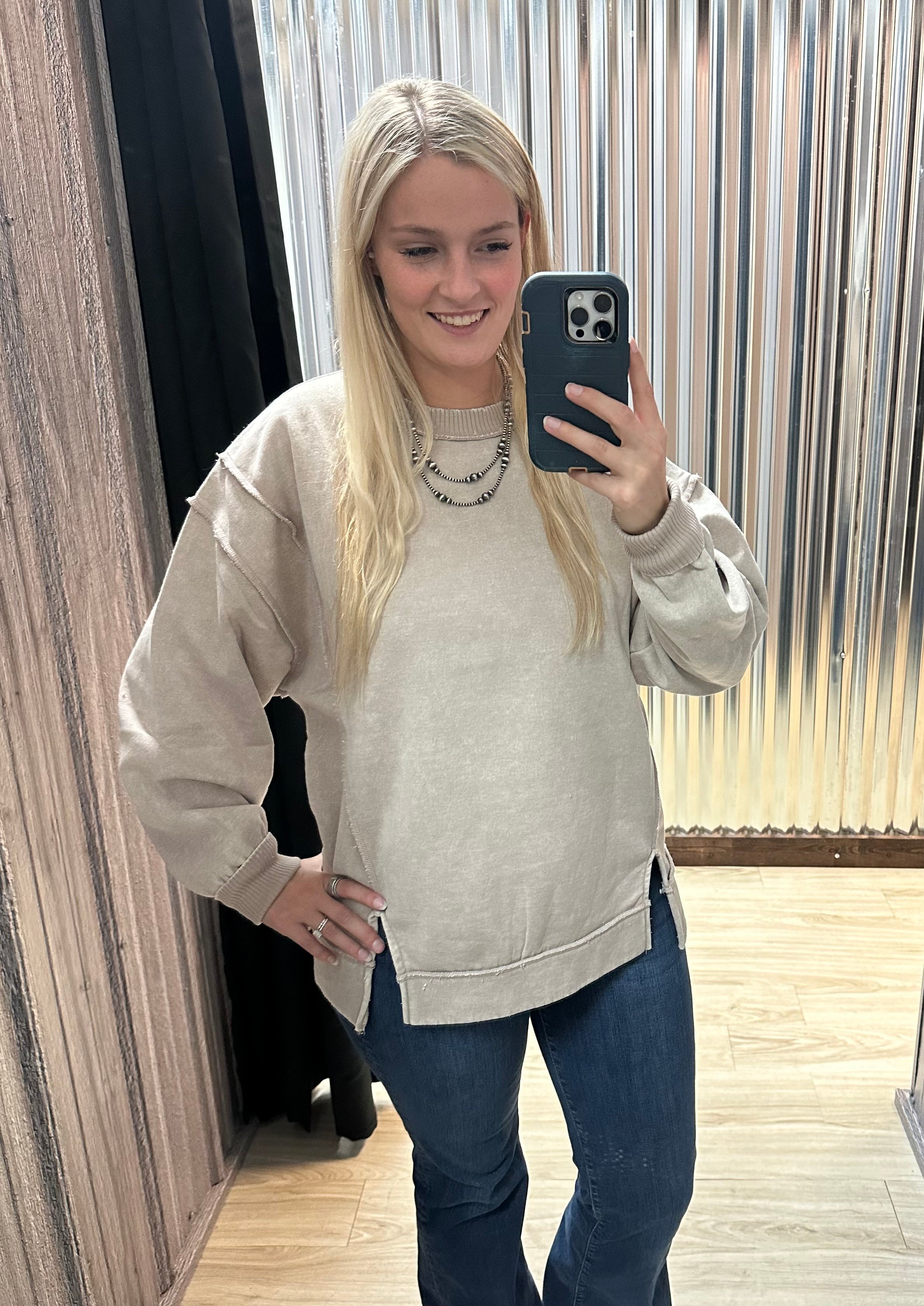 Acid Wash Fleece Sweatshirt