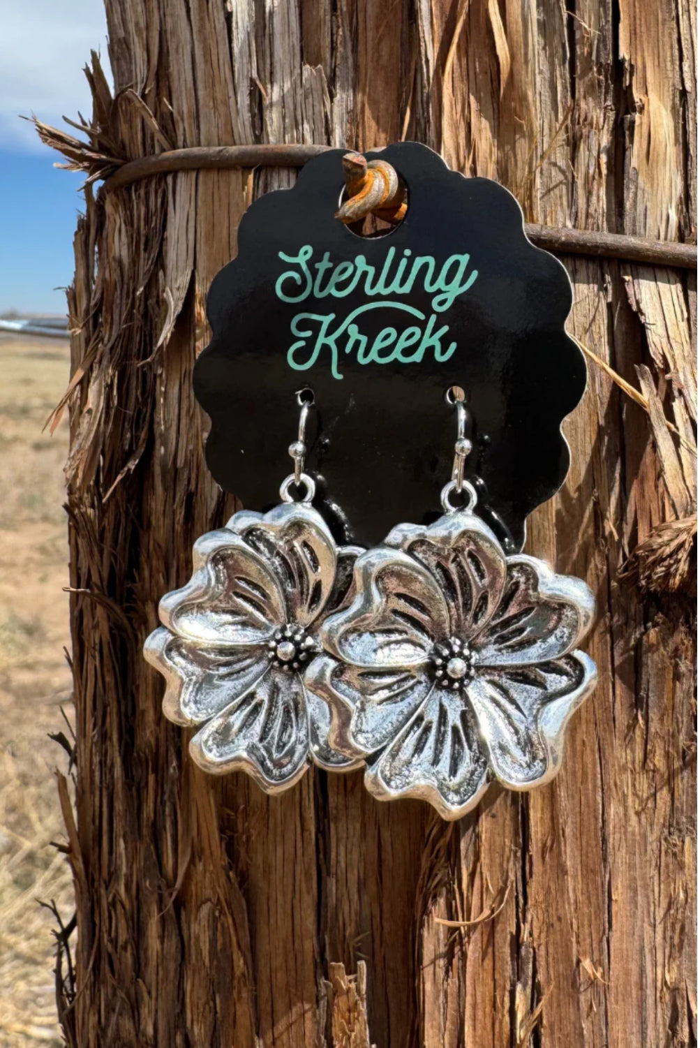 Tooled Flower Earrings