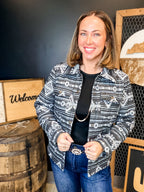 Black Aztec Quilted Jacket