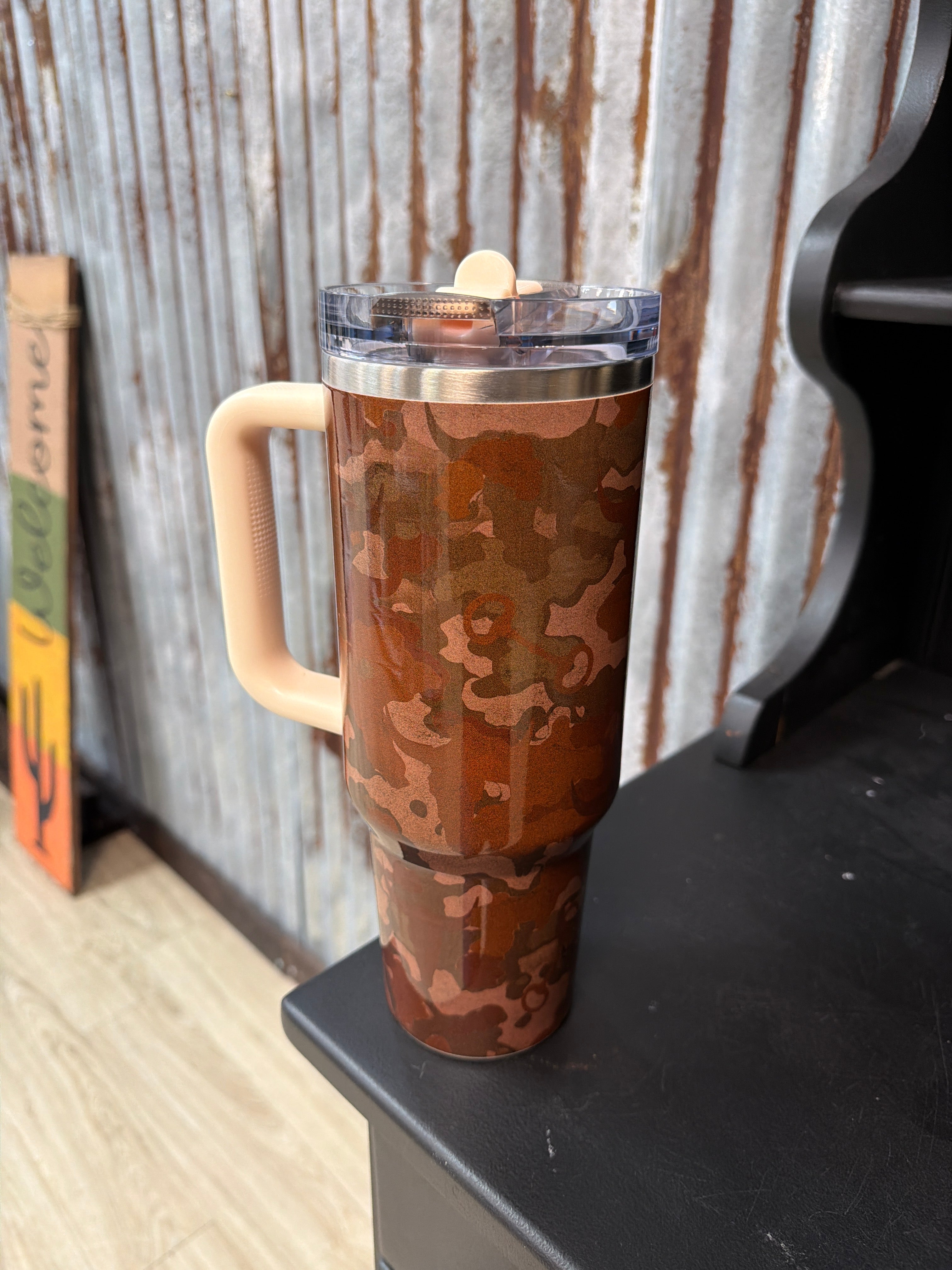Camo Western Flip Straw Tumbler 40oz