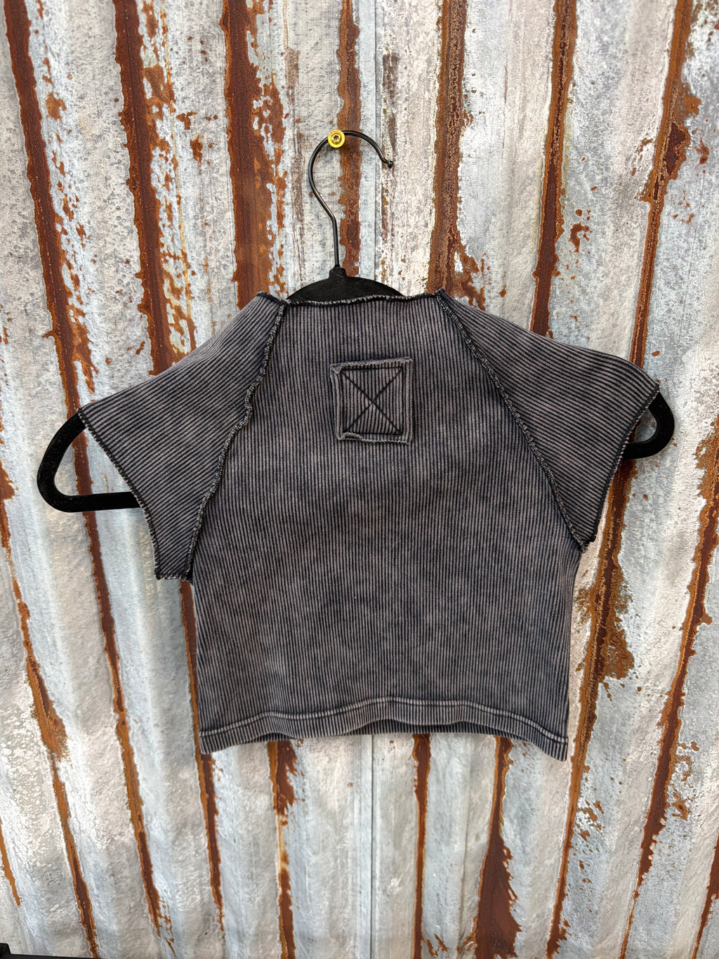 Ribbed Crop Tee - Ash Black