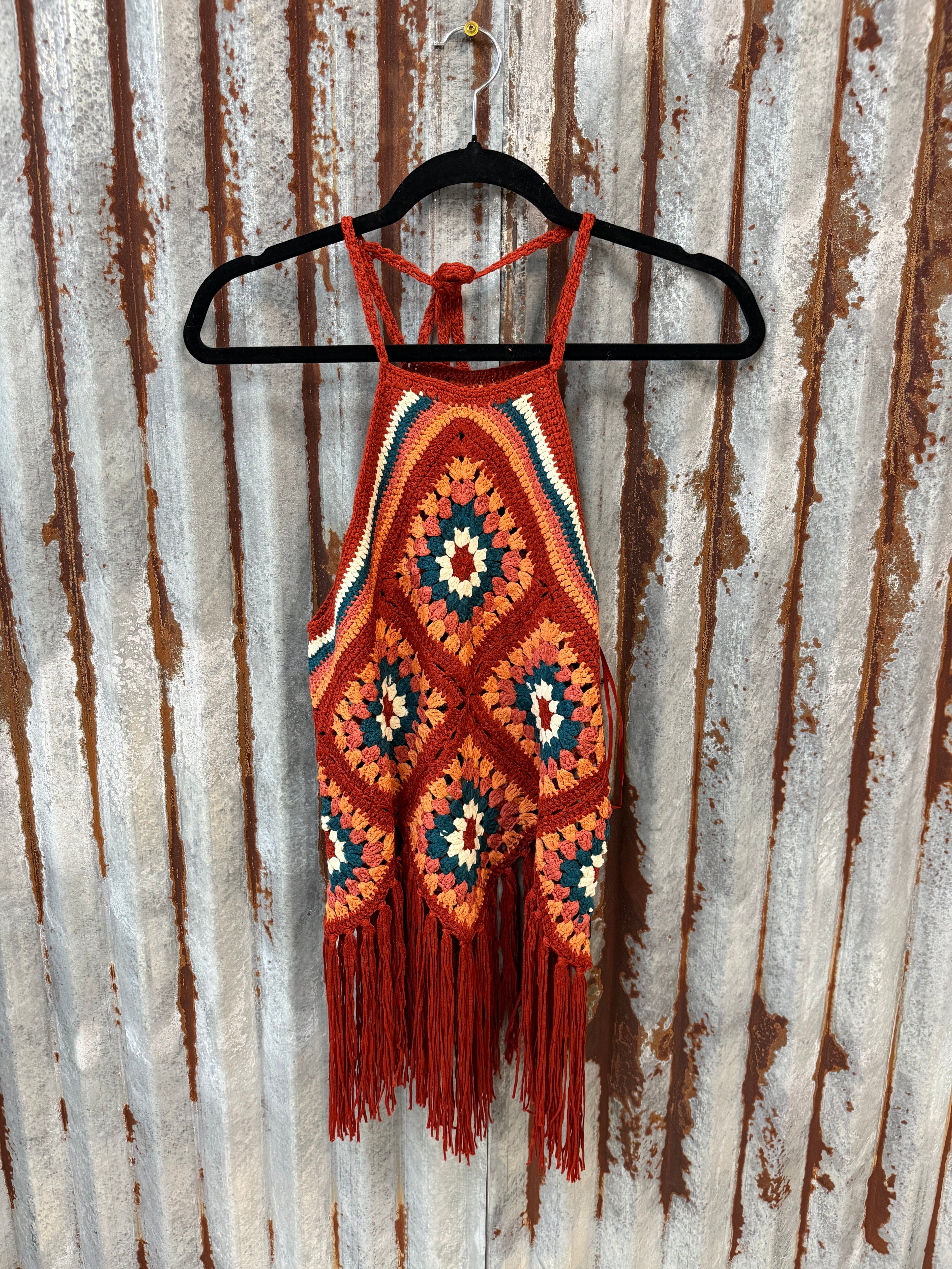 Crochet Halter Top w/ Fringe