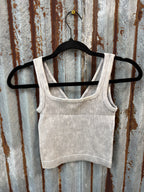 2 Way Ribbed Crop Tank - Sleet