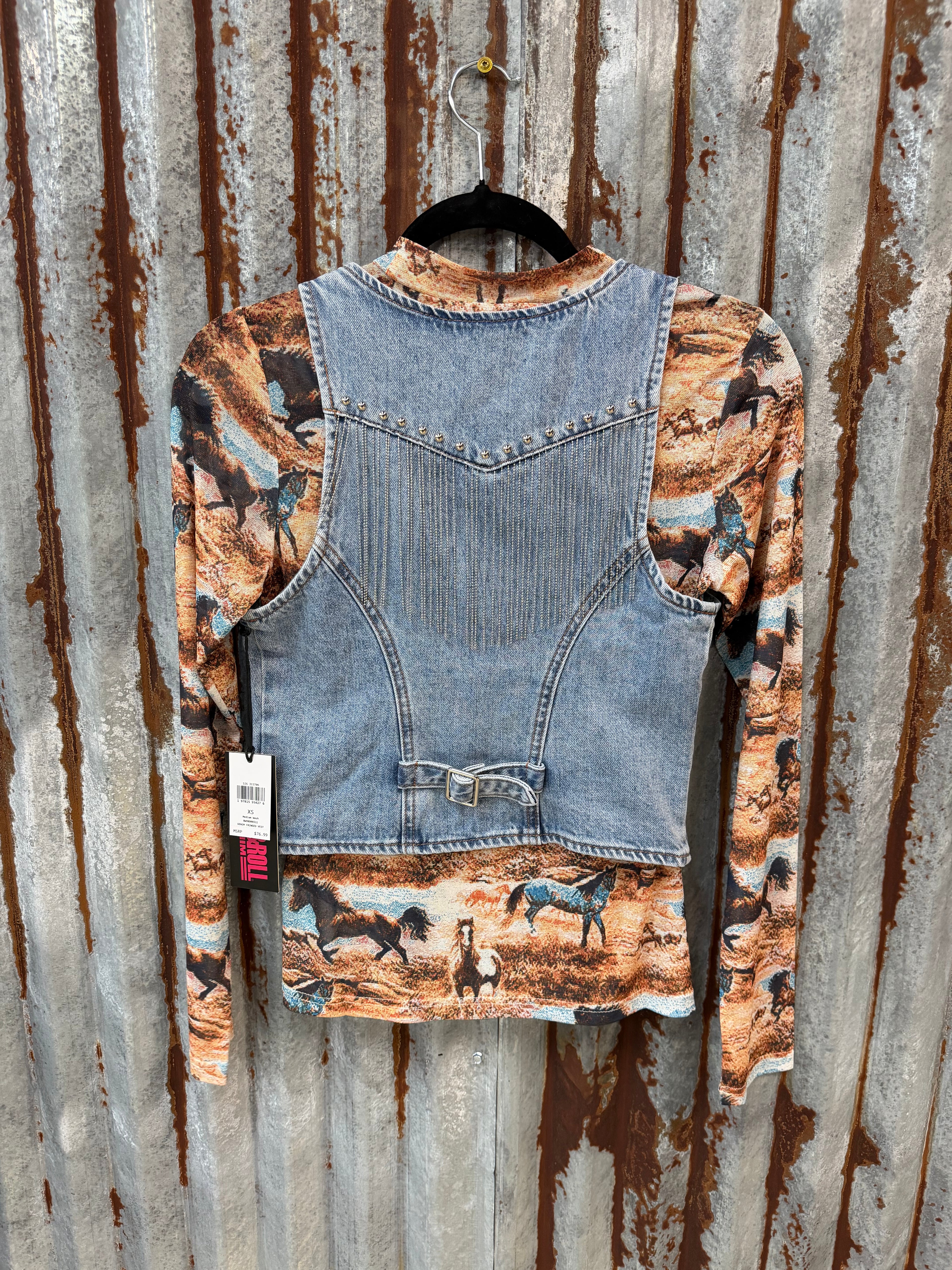 Denim Fringed Vest