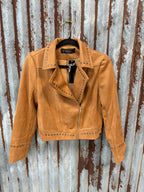 Suede Studded Aztec Embroidered Jacket