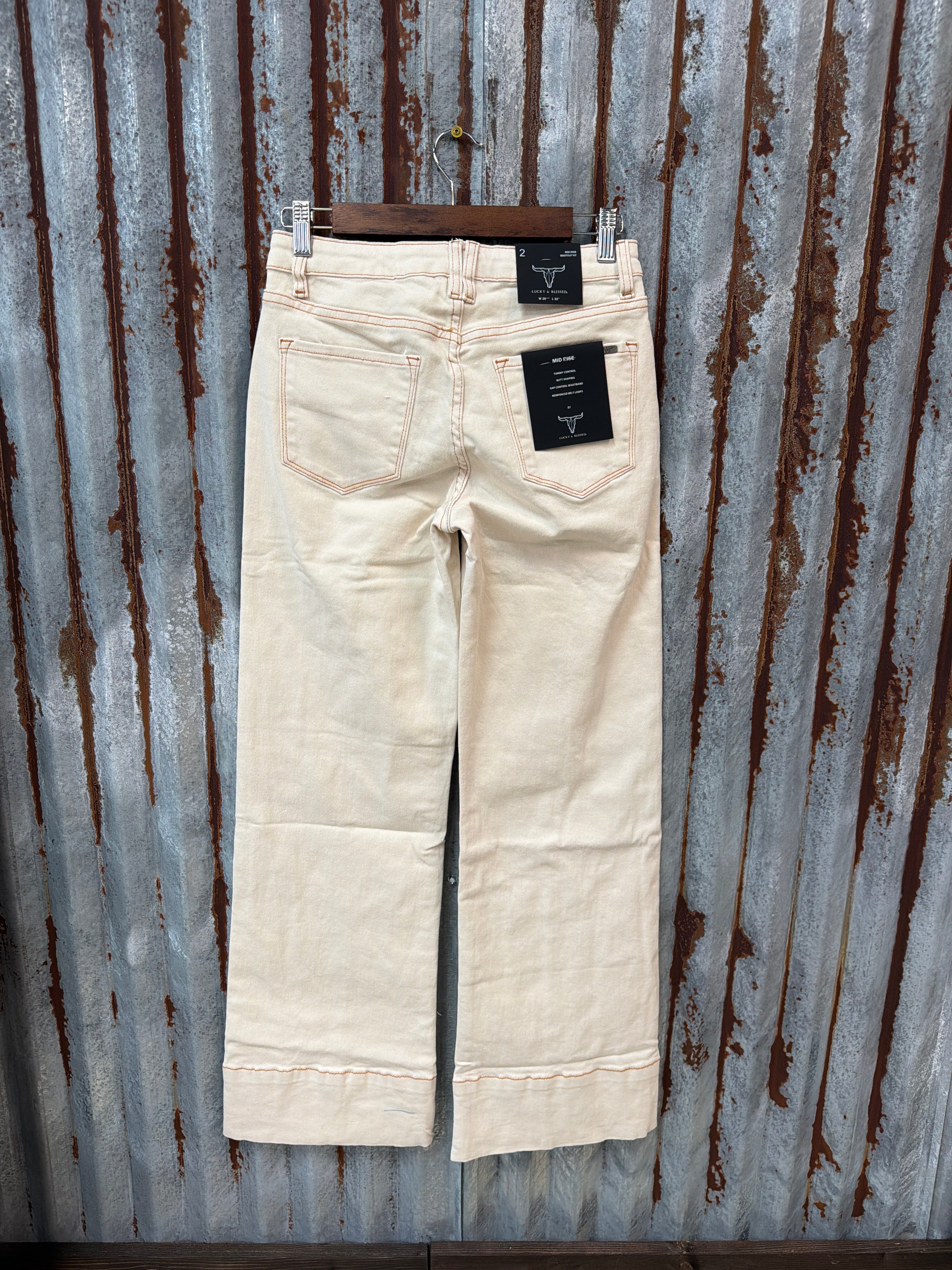 Ivory Mid Rise Trouser Jeans 32” inseam