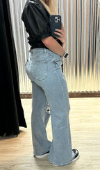 Light Wash Distressed Trouser Jeans