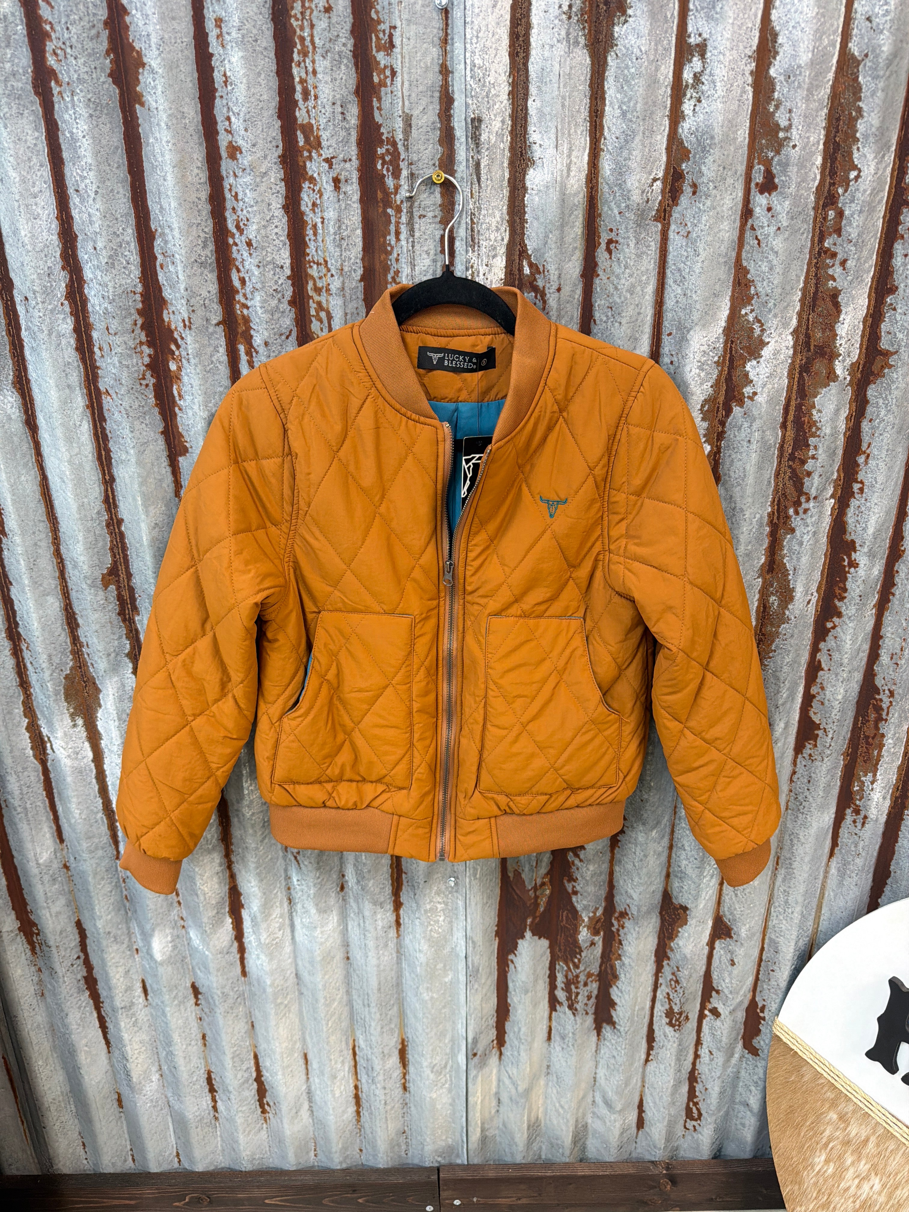 Camel Quilted Bomber Jacket (S only)