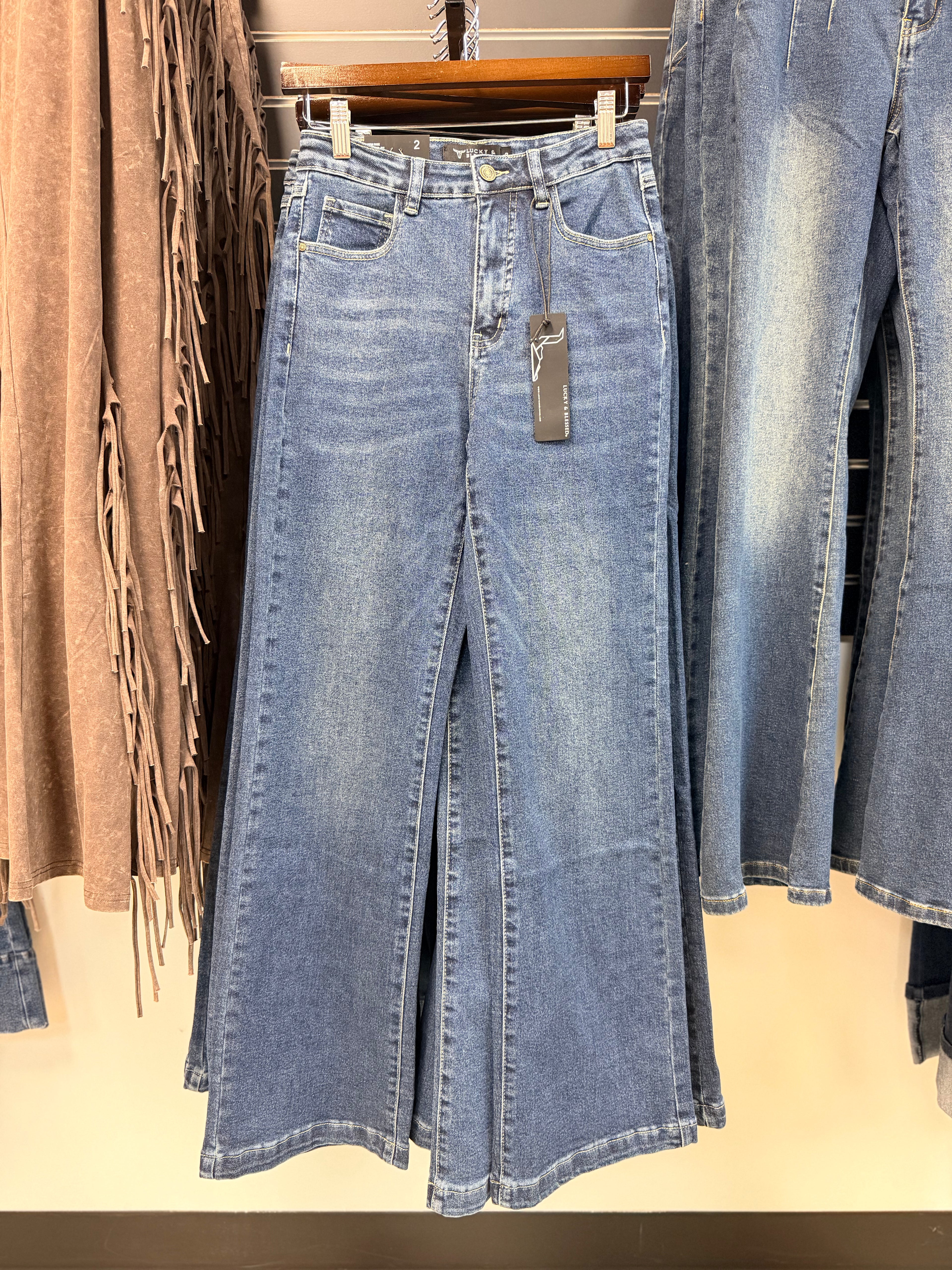 Dark Wash High Rise Yoke Trouser Jeans