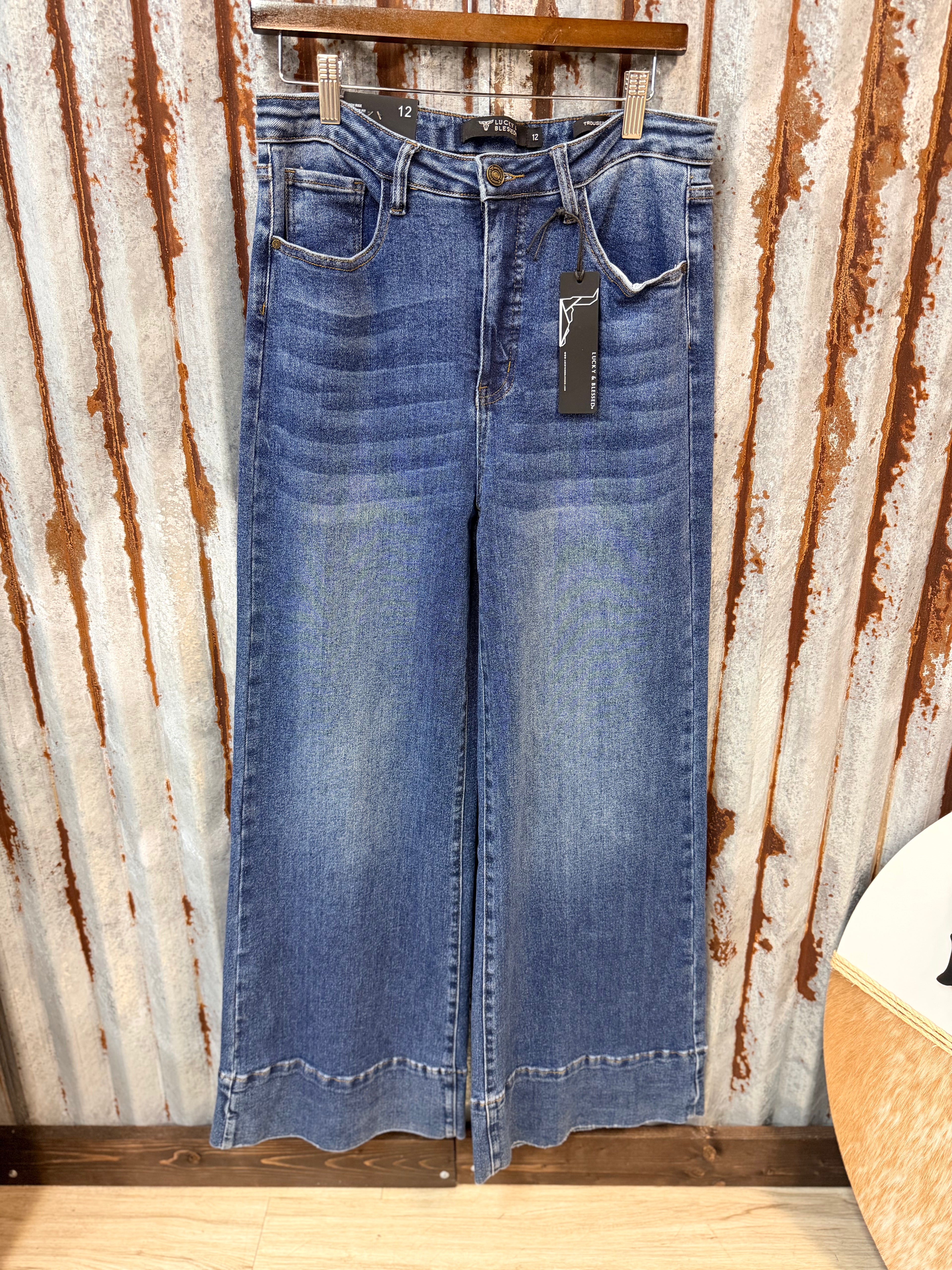 Dark Wash High Rise Trousers (12 only)
