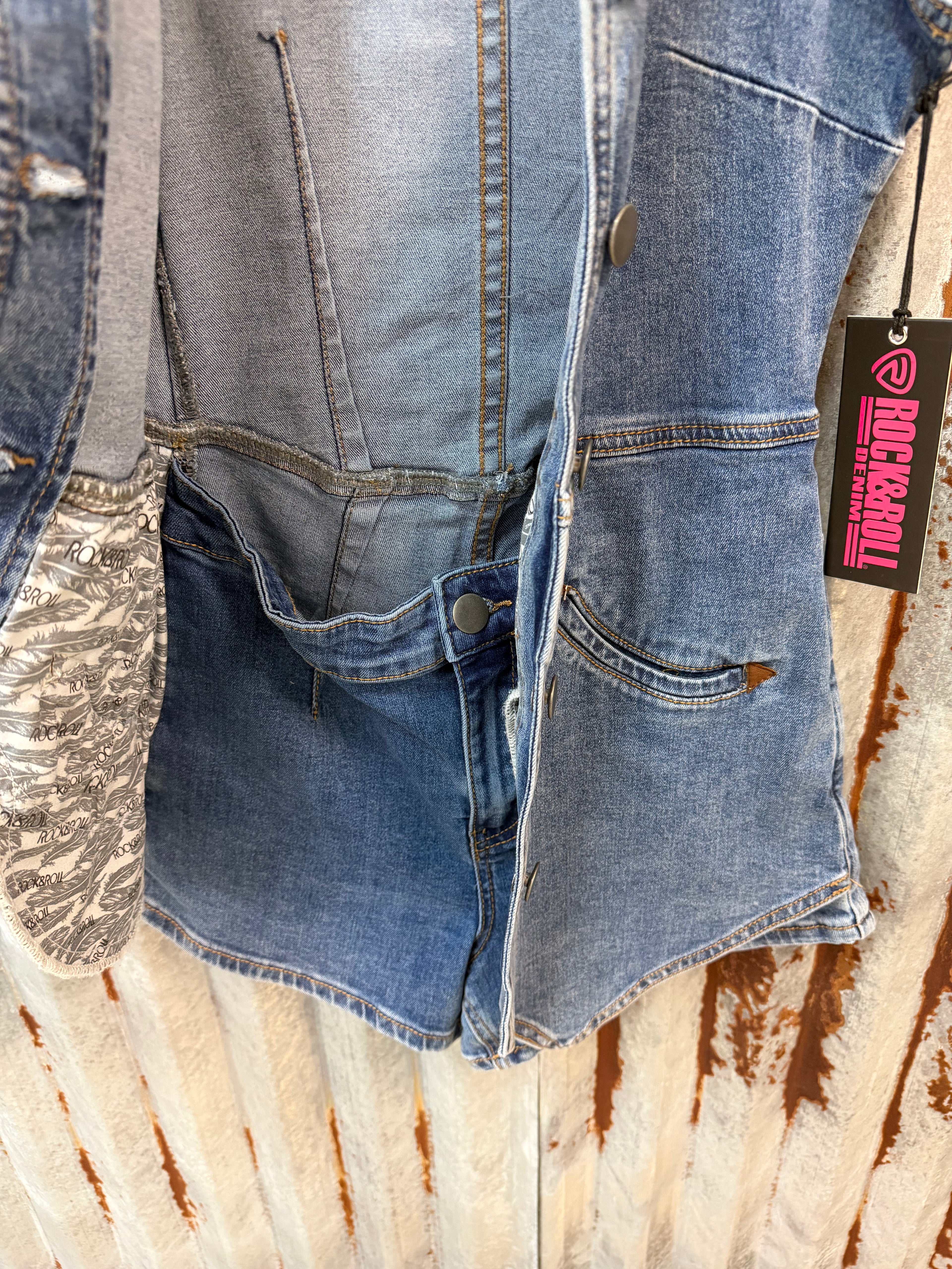 Denim Vest Romper w/ attached shorts