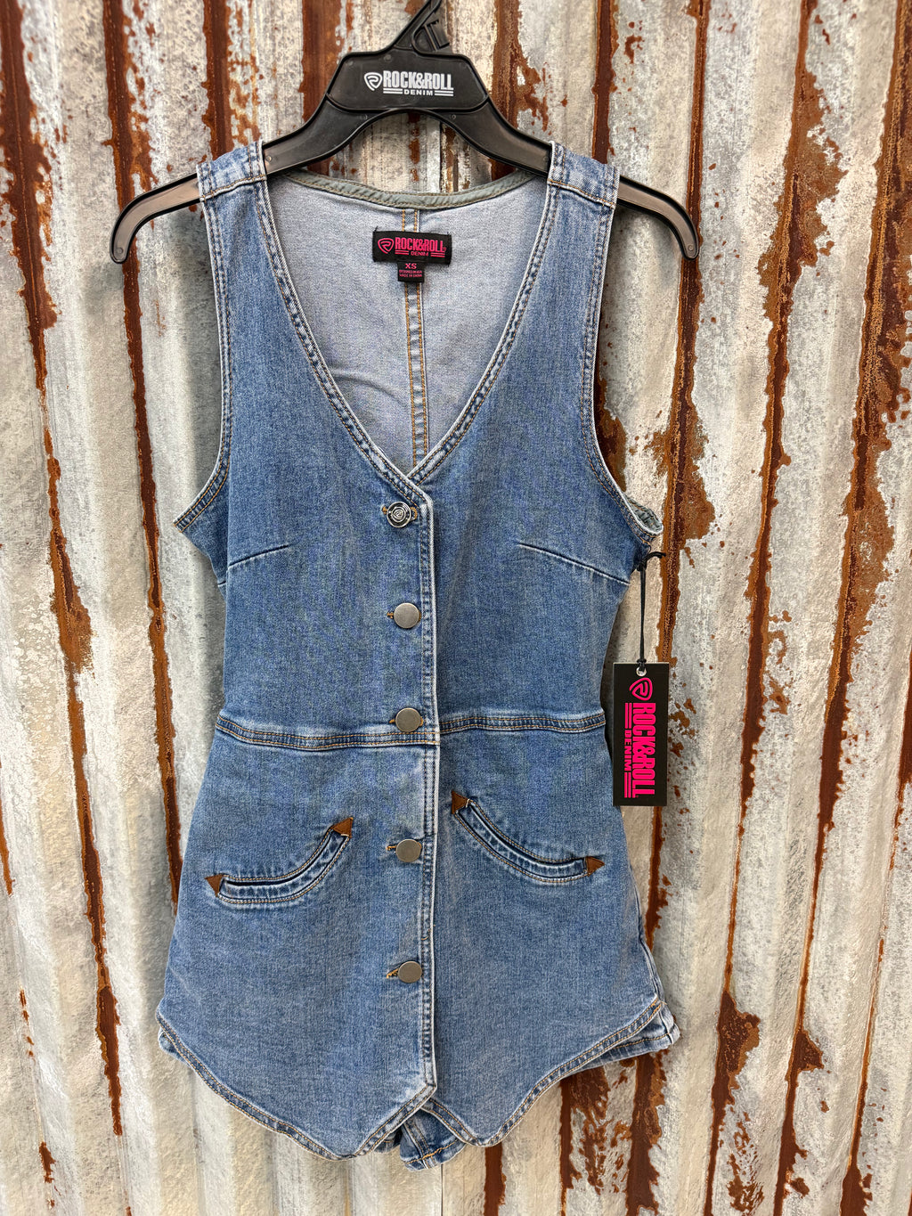 Denim Vest Romper w/ attached shorts
