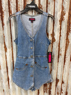 Denim Vest Romper w/ attached shorts