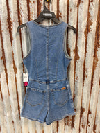 Denim Vest Romper w/ attached shorts