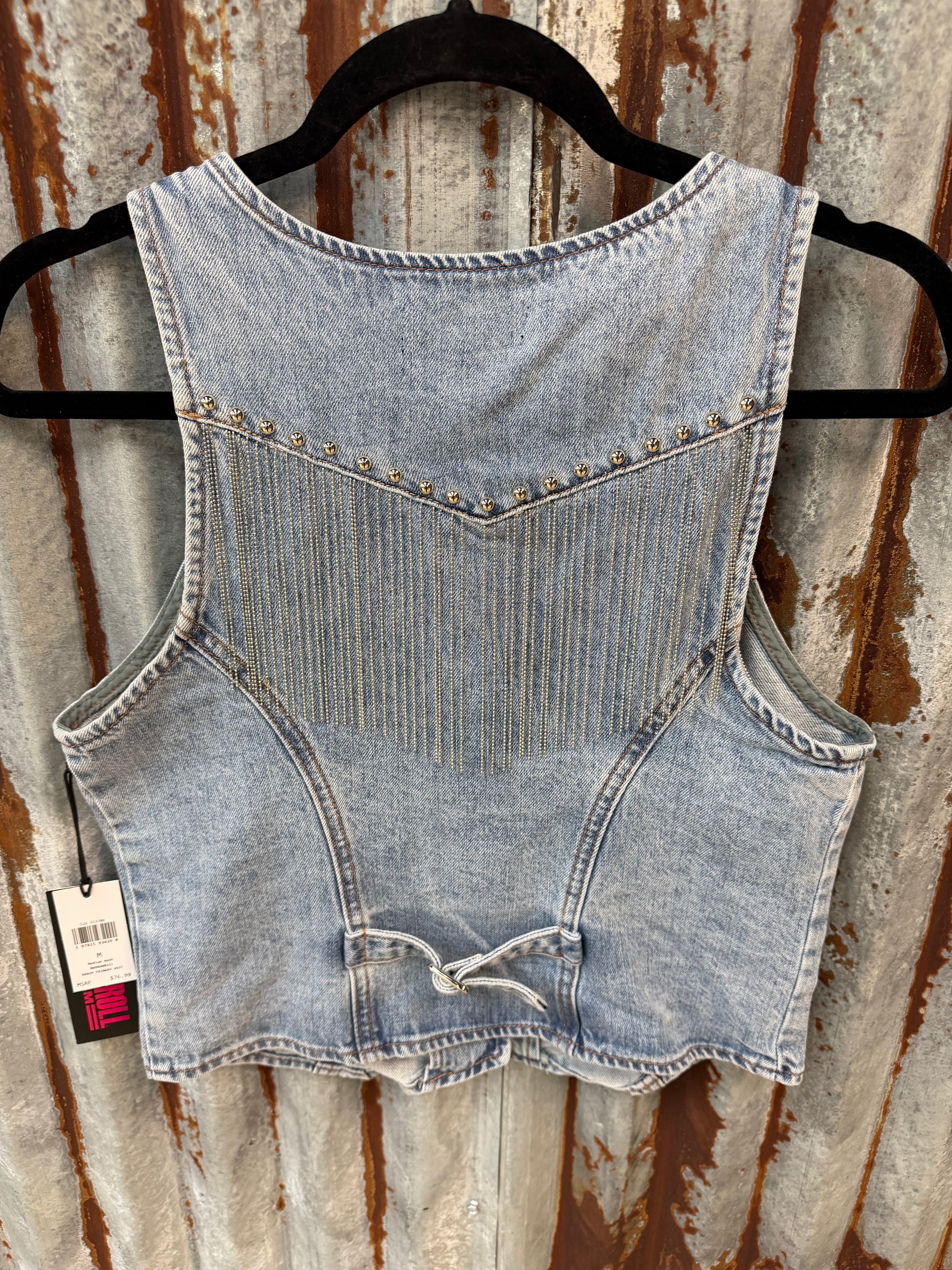 Denim Fringed Vest