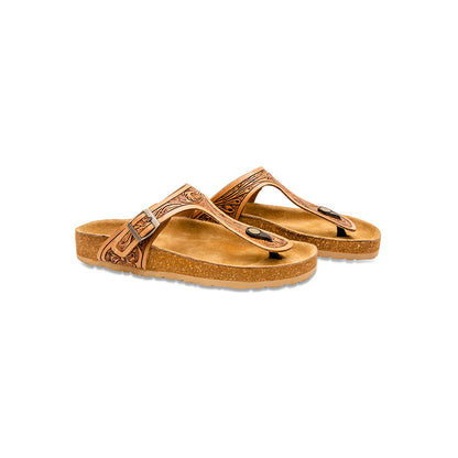 Grashius Western Hand-tooled Sandals